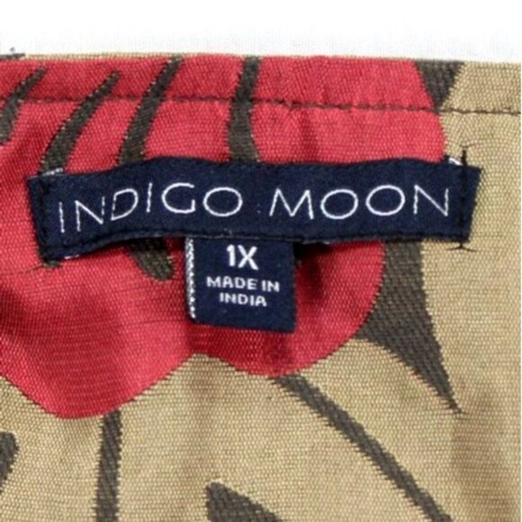 Indigo Moon Embroidered Tiger Floral Jacket 1X Brown & Red 100% Cotton Made In I - Picture 4 of 9